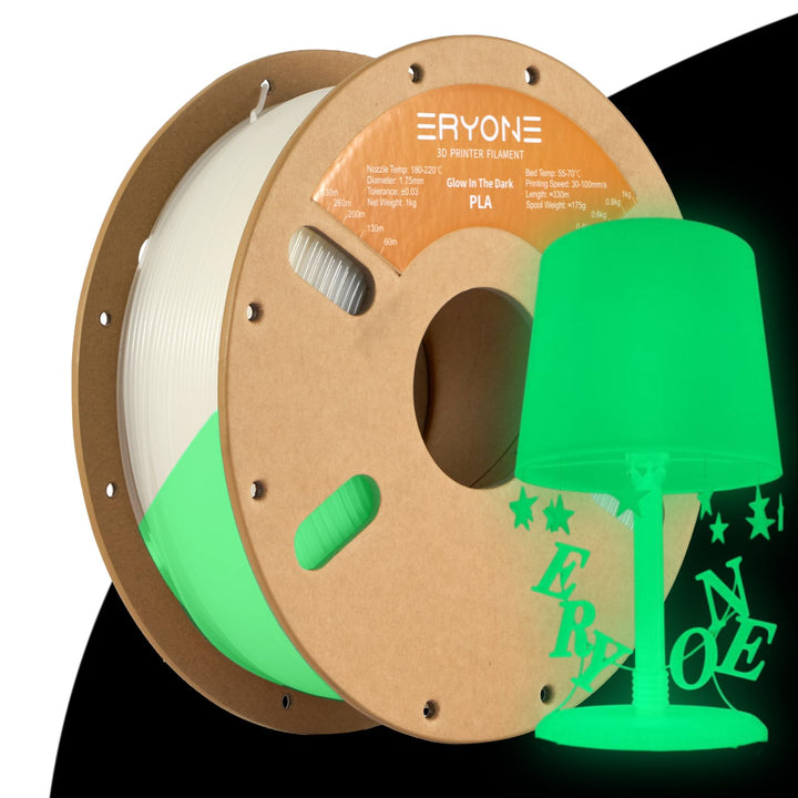 ERYONE PLA Filament for 3D Printer, 3D-Drucker-Filament, 1.75mm +/-0.03mm, Leuchtet PLA Filament, Gl