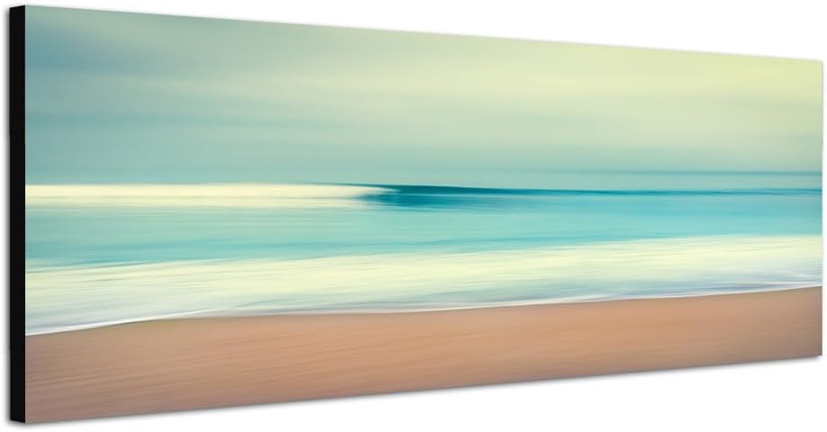 Paul Sinus Art Panoramabild auf Leinwand und Keilrahmen 150x50cm Meer Strand Vintage abstrakt versch