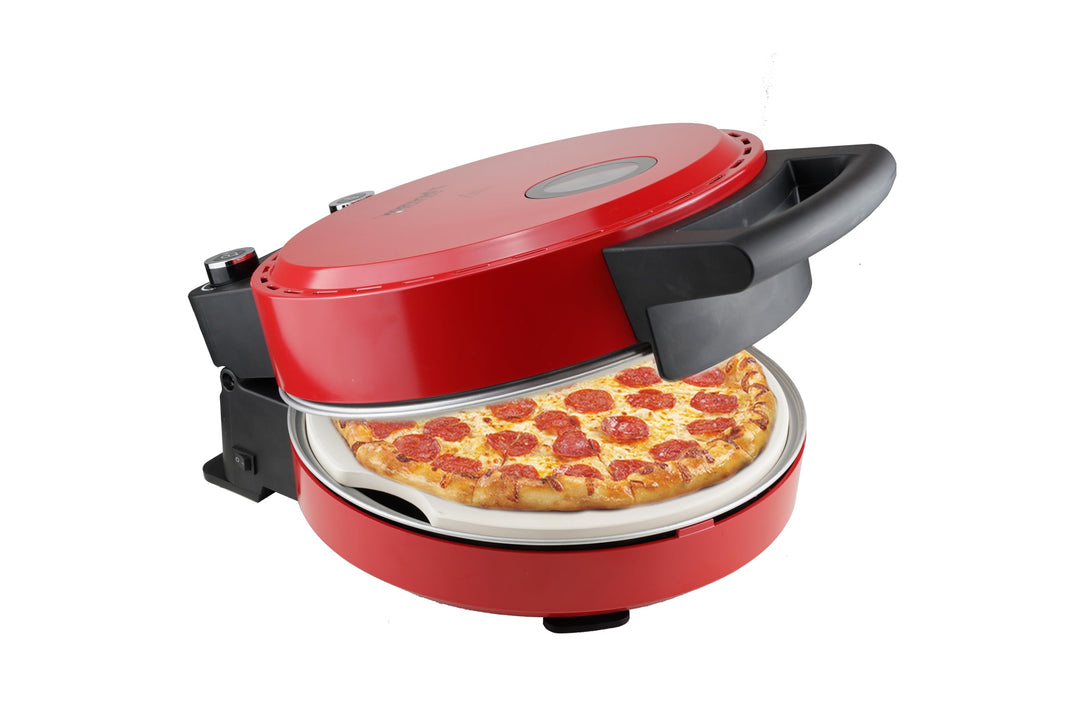 Bestron Pizzaofen für knusprige Pizzen in 5-10 Minuten, elektischer Pizzaofen mit bis zu echten 320°