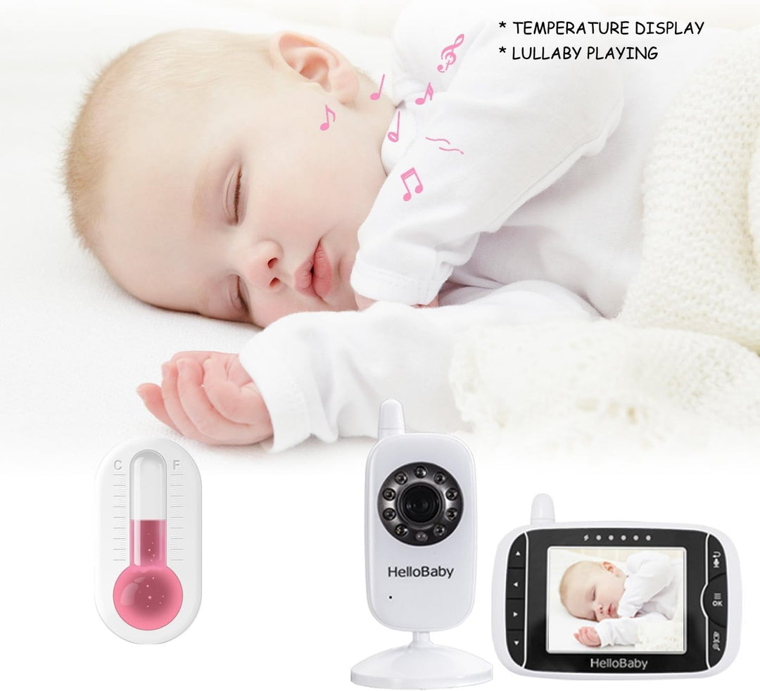 HelloBaby Babyphone mit Kamera HB32 3.2" Digital Funk TFT LCD Drahtloser Video baby Monitor mit Digi