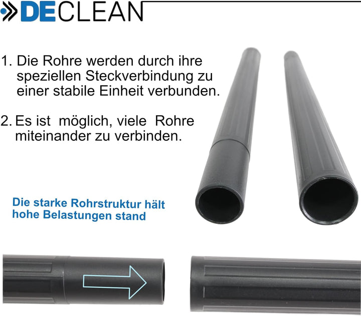 DeClean 2 Staubsauger Verlängerungs Rohr 35 mm, Staubsaugerrohr aus Kunststoff, Kompatibel mit Bosch