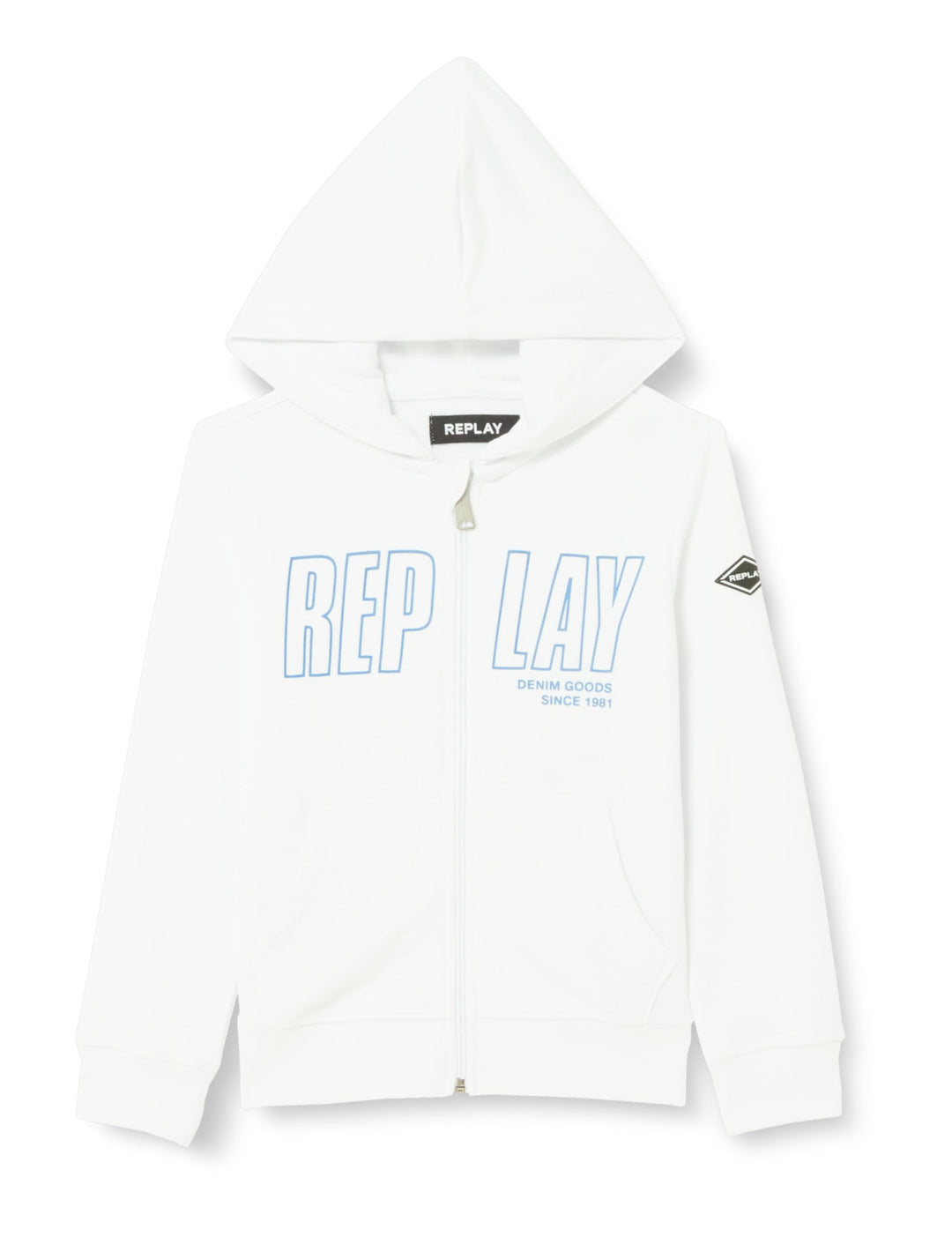 Replay Jungen Sweatjacke mit Kapuze, White 001