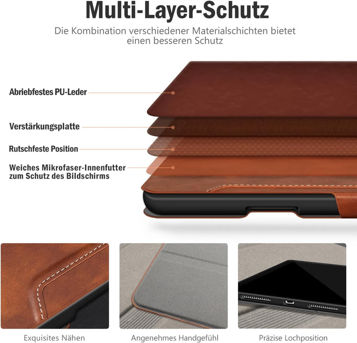 Antbox Leder Hülle für iPad Pro 11 2022/2021/2020/2018 (4./3./2./1. Generation) mit Stifthalter Auto
