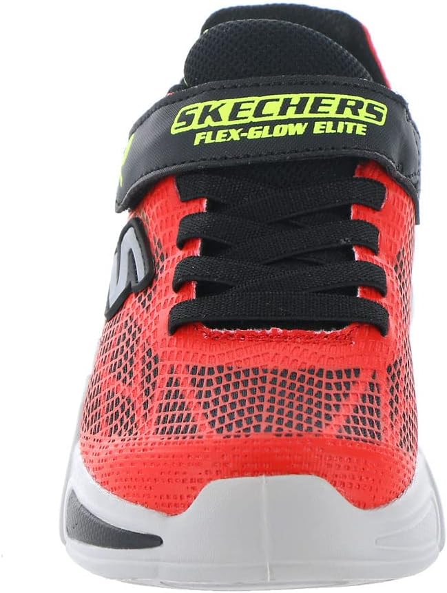 Skechers Unisex Kinder Flex Glow Elite VorloSneaker 21 EU Red Synthetic Black Yellow Trim, 21 EU Red