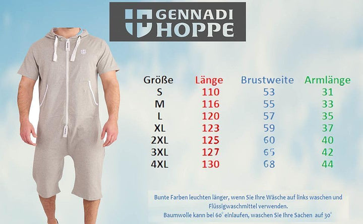 Gennadi Hoppe Herren Jumpsuit kurz Overall Einteiler Jogger für den Sommer S Slim Rot, S Slim Rot