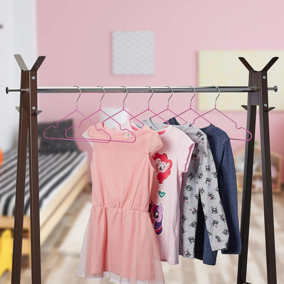 Relaxdays 60 x Kinderkleiderbügel, platzsparende Drahtbügel Mädchen, Babybügel mit Kerben, PVC-besch