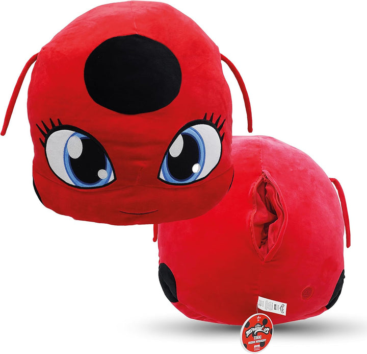Miraculous Ladybug - Huggie Hideaway Tikki, 16.5-inch Red Plush Pillow, Super Cute Soft Stuffed Toy