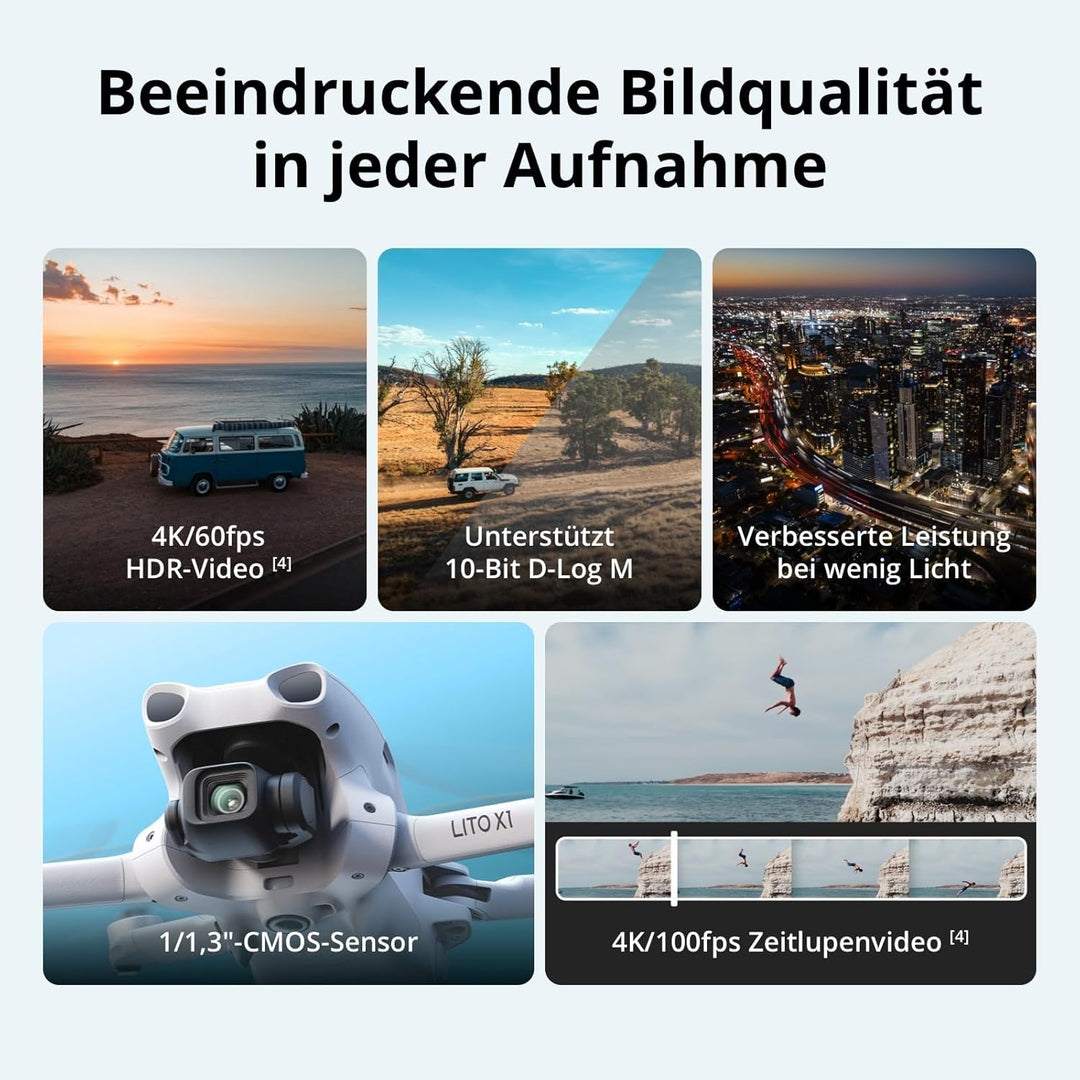 DJI Lito X1 Bundle, 4K Kameradrohne, Hinderniserkennung, ActiveTrack, 1/1,3-Zoll-Sensor, Geeignet, L