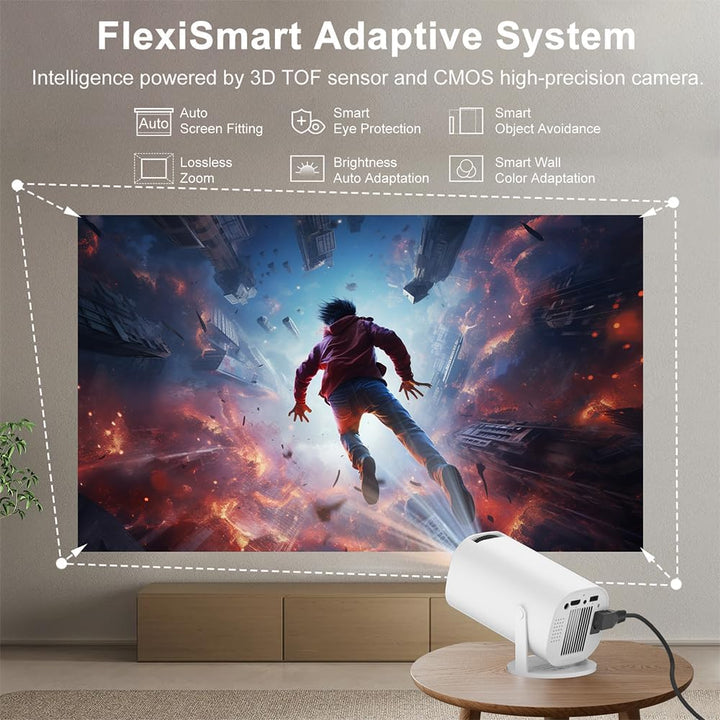 Mini Beamer, Smart Projektor Full HD 1080P, Klein Beamer Heimkino mit WiFi 6 und Bluetooth 5.2, Unte