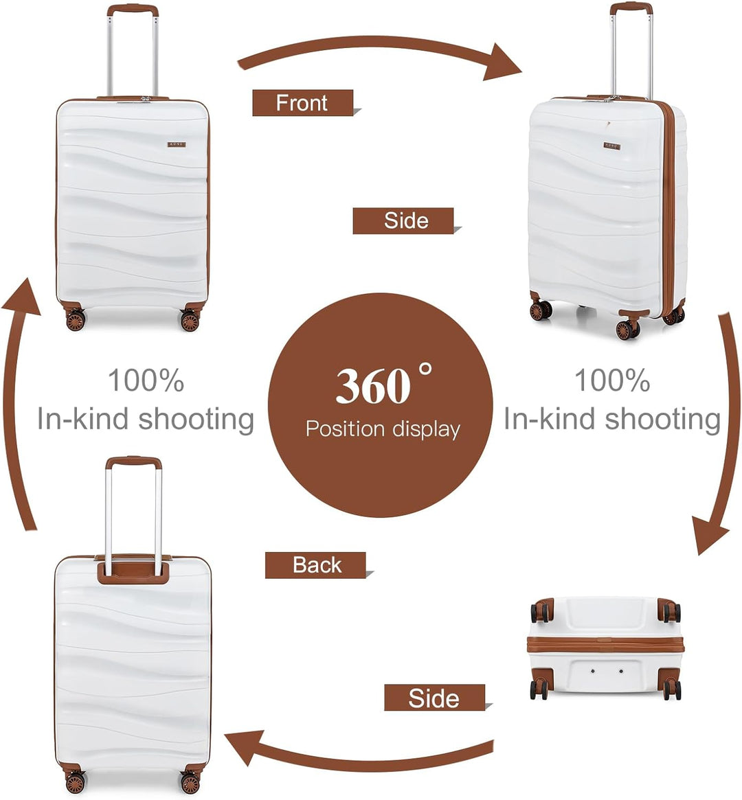 KONO Koffer Trolley Reisekoffer Mittelgross Leicht Hartschalenkoffer mit TSA Schloss Zwillingsrollen