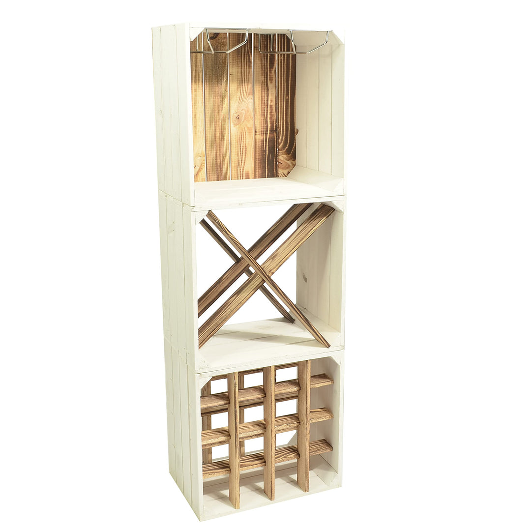 Weinregal Wino Set aus Holz - Greta Geflammt Komboset