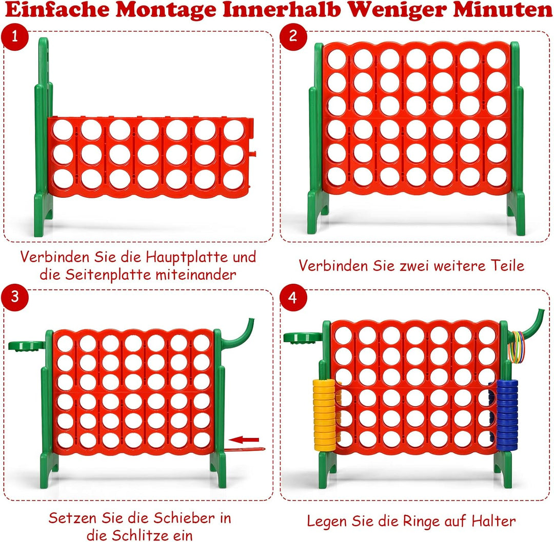 GOPLUS Riesiges 4 Gewinnt Spiel, Strategiespiel mit 42 Ringen, Basketballkorb & Wurfspiel & Schnells