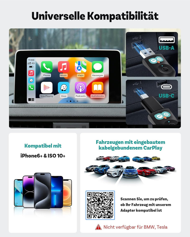 OTTOCAST Cabin Care 2026, 2-in-1 Wireless CarPlay Adapter & Baby Auto Kamera, 1080P HD Rücksitzüberw