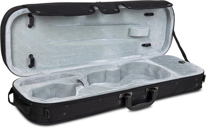 GEWA pure Violinkoffer 1/2 schwarz mit Notentasche und Rucksackriemen, 1/2