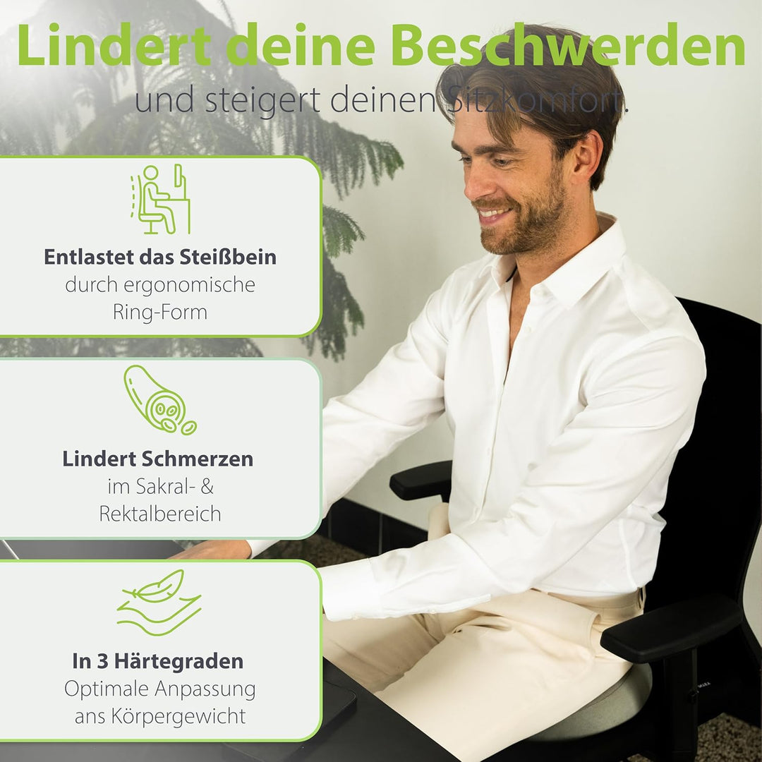 feela.® Orthopädisches Sitzring [3 Härtegrade] – Hämorrhoiden Sitzkissen mit Loch – nach OP & Geburt