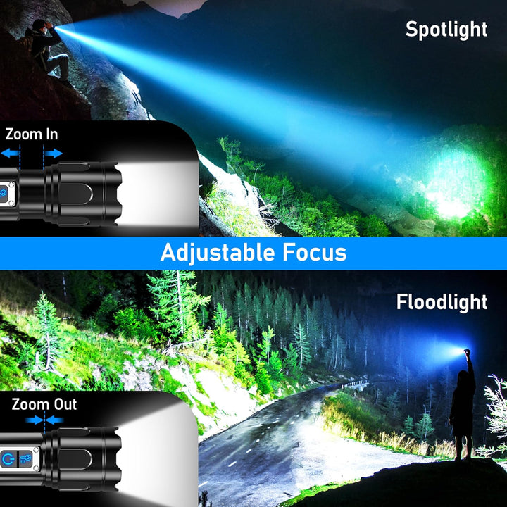 Blukar Taschenlampe LED 2 Farbtemperatur mit Hauptlicht & Seitlich COB-Licht, Aufladbar Extrem Hell