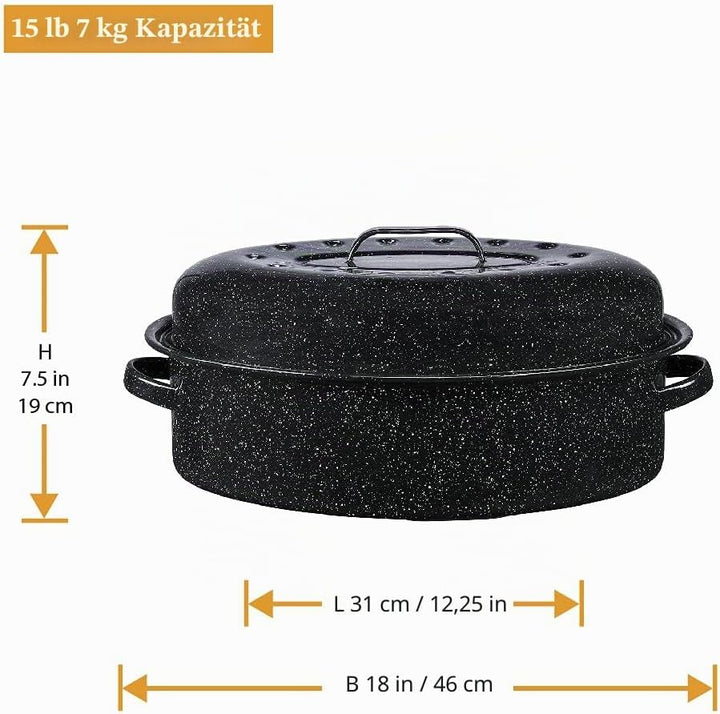 Graniteware 0509 Röster/Auflaufform 46 x 31 cm Karbonstahl 45,7 cm Schwarz, 45,7 cm Schwarz