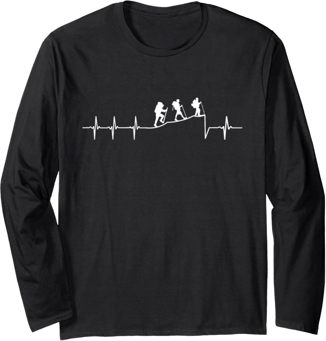 Mountain Climbing Hiking Heartbeat Langarmshirt