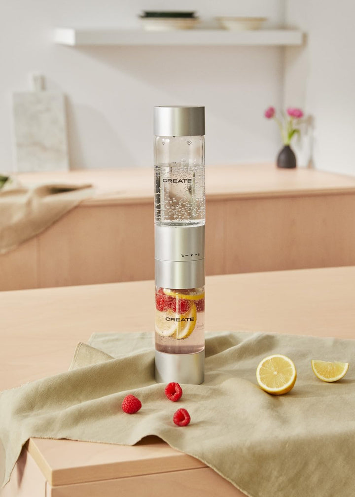 CREATE/SODA MAKER STUDIO/Wassersprudler 1L Cremeweiss + Doppelflasche 500ml + 350ml / Keine CO2-Flas