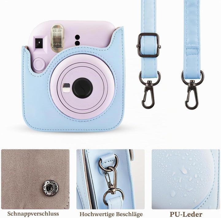 Kameratasche für Fujifilm Mini 12, PU-Leder Schutzhülle Kompatibel mit Instax Mini Instant und Digit