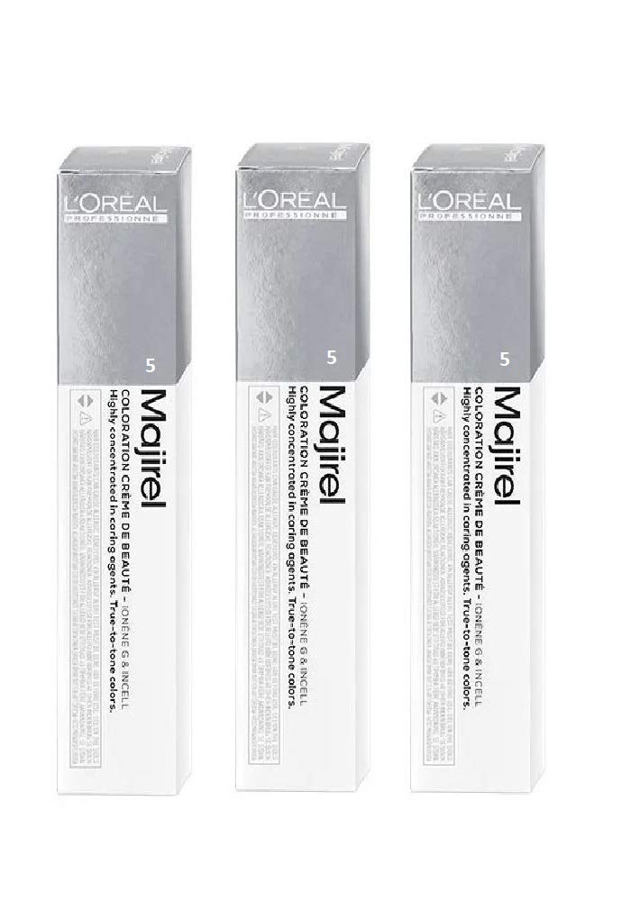 3 x Loreal Majirel Cremehaarfarbe 5 Hellbraun braun 3 Stück (1er Pack), braun 3 Stück (1er Pack)
