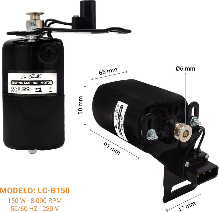 La Canilla ® - Nähmaschinenmotor 150W 8.000RPM (Schwarz) | Nähmaschine Motor für Singer, AEG, Victor