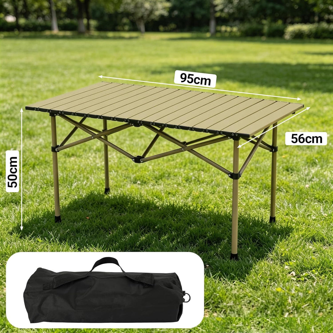 Faltbar Campingtisch klappbar, 95x56x50cm Aufrollbare Tischplatte, Camping Falttisch Tragbar Kohlens