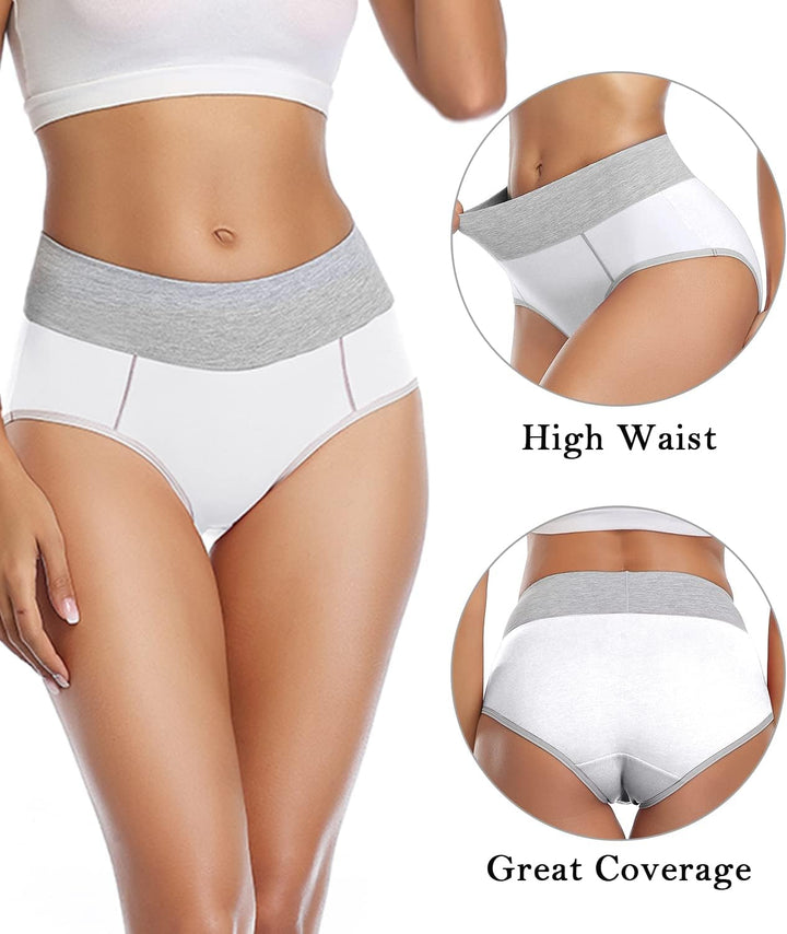 wirarpa Unterhosen Damen Baumwolle Unterwäsche Frauen Taillenslip Hohe Taille Slip 5er Pack S Weiss-