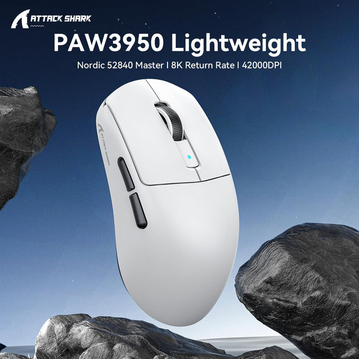 MAMBASNAKE x Attack Shark R6 Superlight Gaming Mouse, PixArt PAW3950MAX Sensor, 8K Wireless/BT/2.4G,