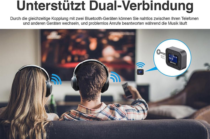 auvisio 4er-Set 2in1-Audio-Transmitter- & Receiver mit Bluetooth 5.3, Display