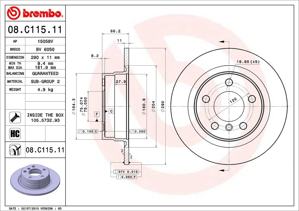 BREMBO 08.C115.11 Bremsscheiben