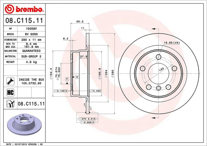 BREMBO 08.C115.11 Bremsscheiben