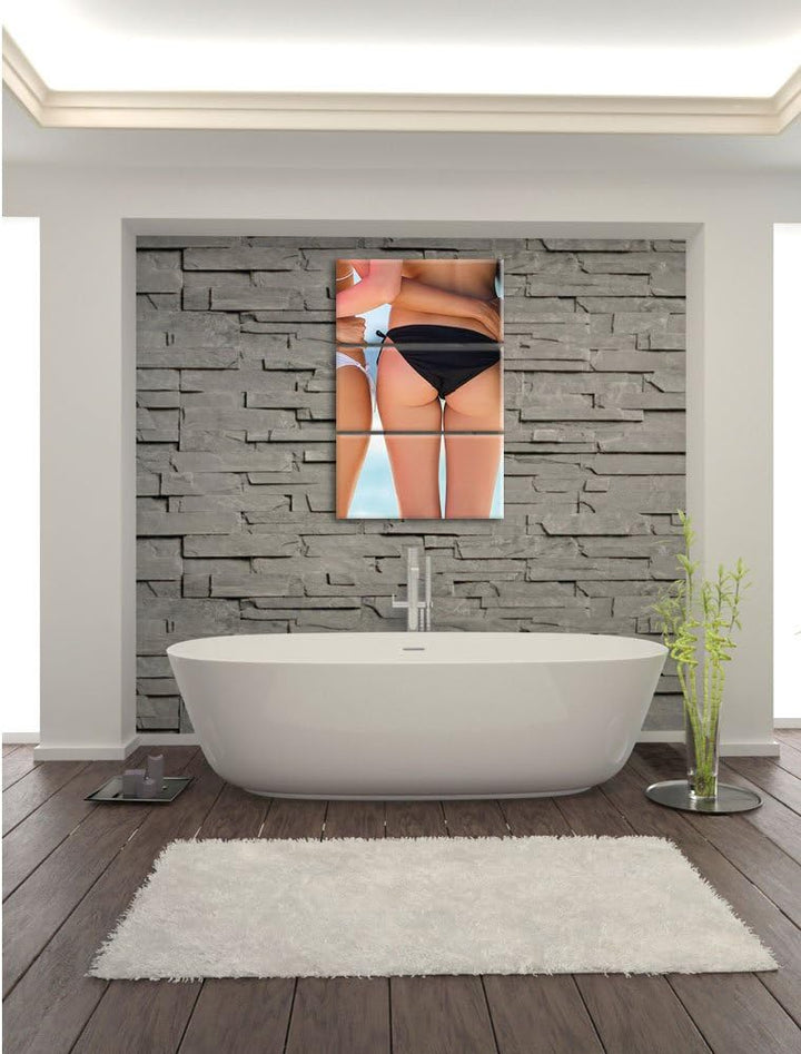 Pixxprint Sexy Girl Bikini als Leinwandbild/Grösse: 3 Teilig (120x80) cm/Wandbild/Kunstdruck/fertig