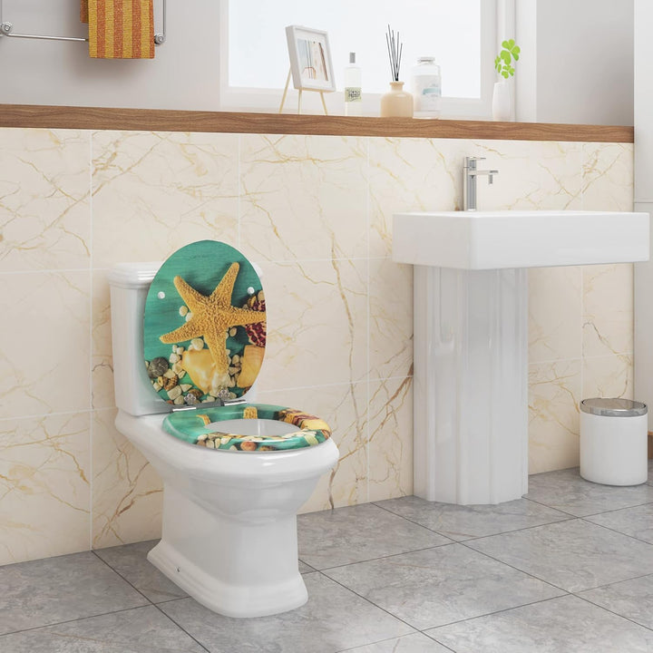 WOLTU Premium WC-Sitz Toilettensitz mit Absenkautomatik, MDF Holzkern, Softclose Scharnier, Antibakt