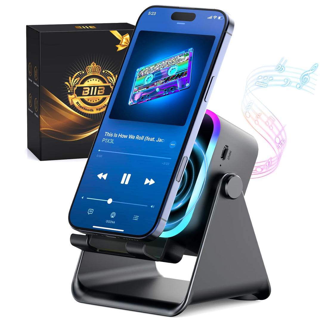 BIIB Geschenke für Männer, Induktions Bluetooth Lautsprecher mit Telefonständer, Gadgets für Männerg
