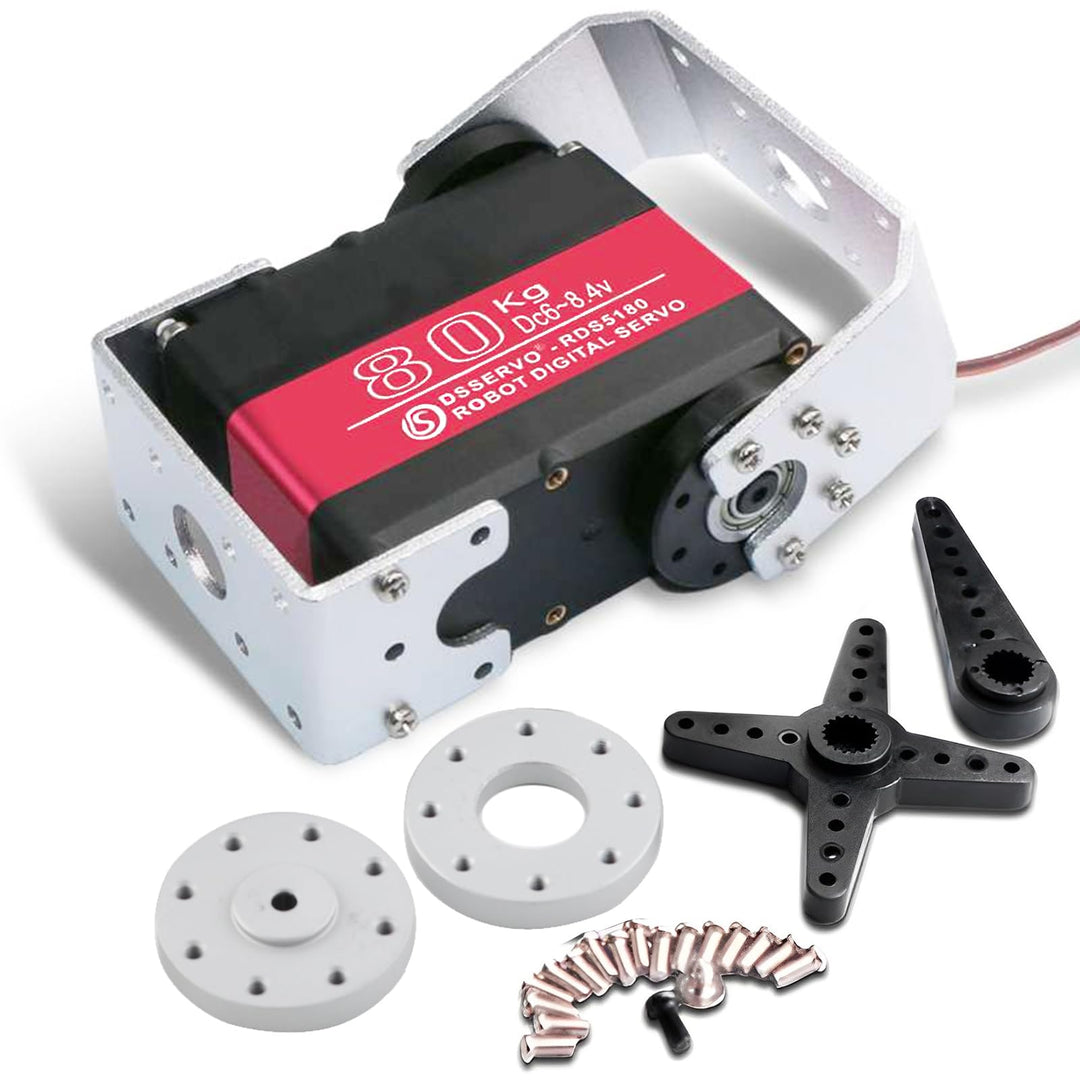 RDS5180 80kg Digitaler Metall-Roboter-Servomotor mit hohem Drehmoment Doppelwellen-Roboter-Servoarm