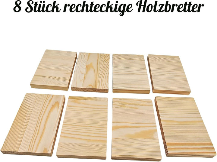 Rechteckige Holzbretter, unlackierte Holzblöcke zum Basteln, 15 x 10 x 1,5 cm, blanko, zum Schnitzen