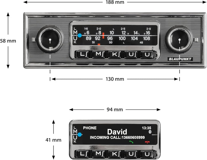 Blaupunkt Frankfurt Stereo MB, 1-DIN Autoradio, Oldtimer-Design, DAB+, Bluetooth, USB, Aux-Eingang,
