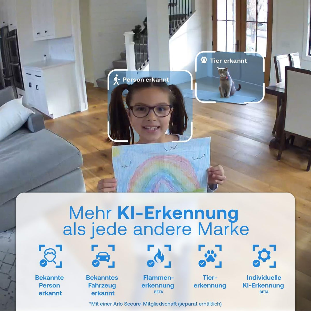 Arlo Indoor 3 PTZ 2K Überwachungskamera Innen, 1er Set, 360º Schwenkbar, 2-Wege-Audio, Bewegungsverf