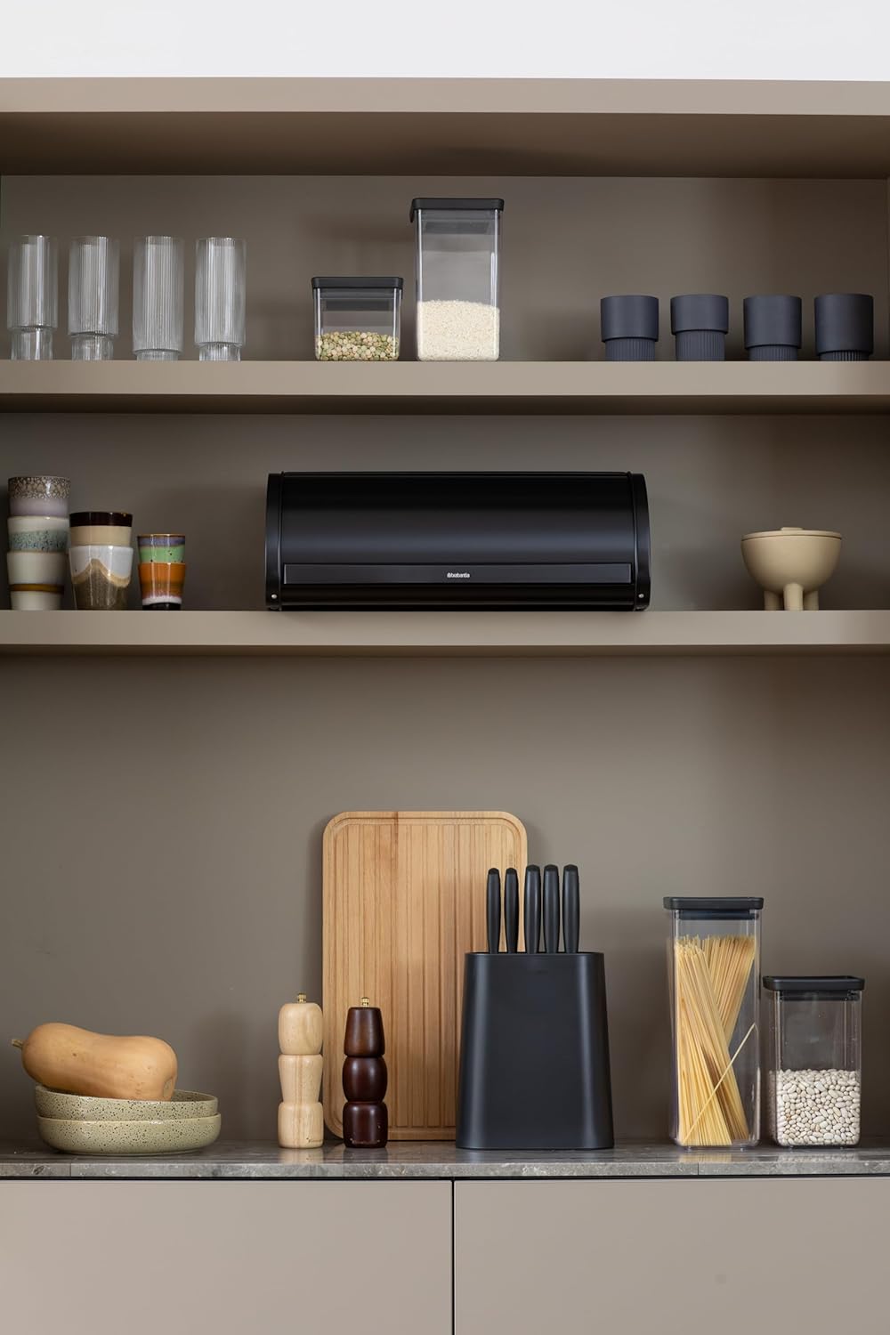 Brabantia Rollbrotkasten, Schwarz Gross Matt Black, Gross Matt Black