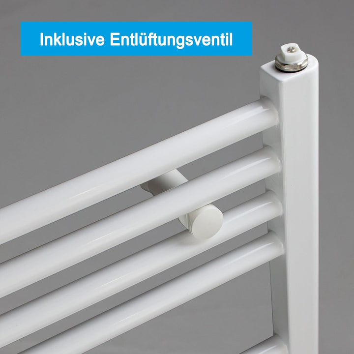 Heizkörper Badheizkörper Handtuchwärmer mit Mittelanschluss 50 mm weiss (1424 x 600 mm) (717 Watt na