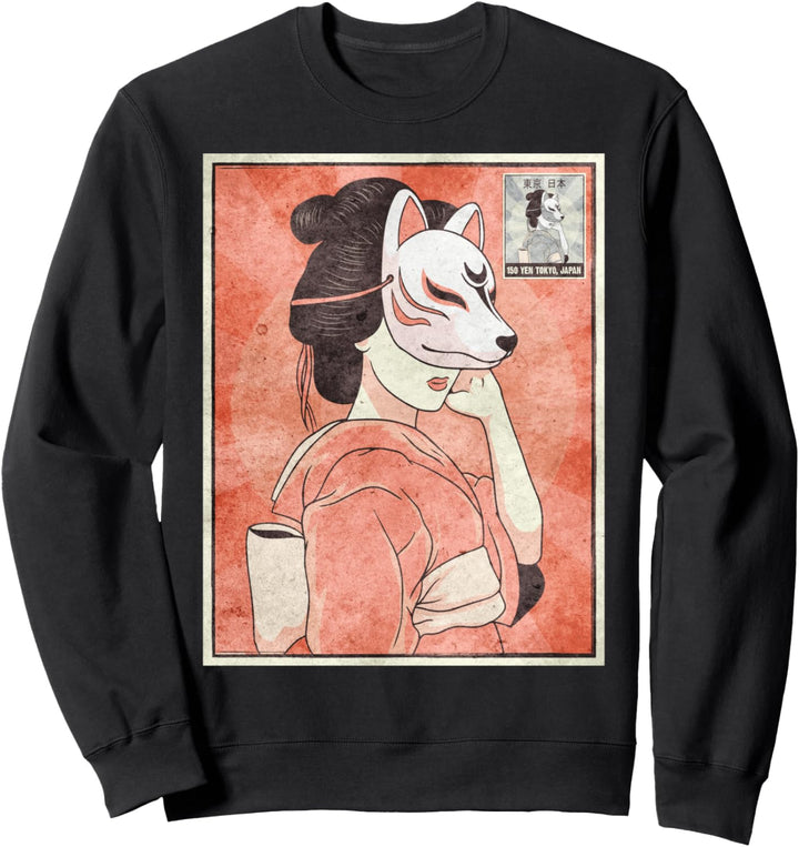 Geisha Kitsune Fuchsmaske Japanische Ästhetik Sweatshirt