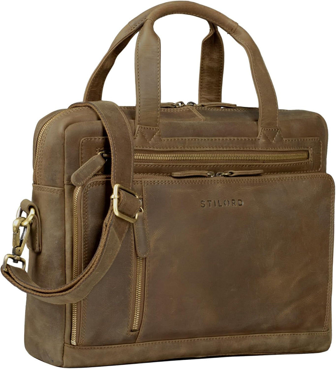 STILORD 'Avery' Businesstasche Leder Damen Herren Umhängetasche Vintage Aktentasche Arbeitstasche 13