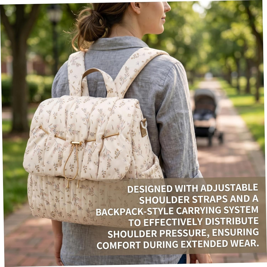 Geblümte Wickeltasche, geblümter Wickelrucksack, Tasche mit mehreren Taschen für Mütter, stilvoller