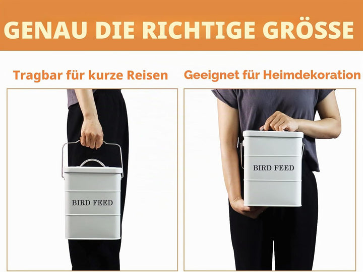 Geyecete Vorratsbehälter für Vogelfutter, Futtertonnen für Trockenfutter Mit Griff, luftdichter Behä