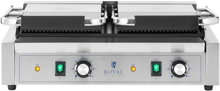 Royal Catering RCPKG-3600-M Doppel-Kontaktgrill geriffelt + glatt 3.600 W Elektrogrill Kontaktgrill