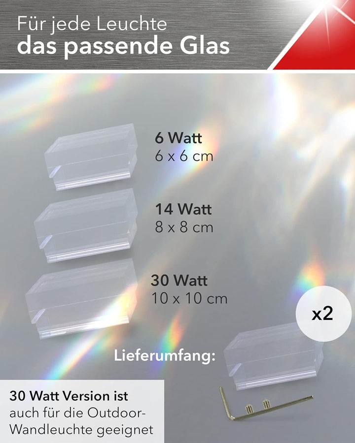 ShineLED Acrylglas Upgrade | 80mm x 80mm für 14W | matt 14 Watt Mattes Glas, 14 Watt Mattes Glas