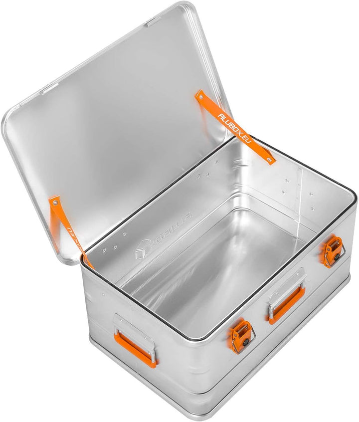 Alubox® Aluminiumbox 47 Liter Alukiste mit Deckel, extra stabiles 1 mm Aluminiumblech, Aussenmasse (
