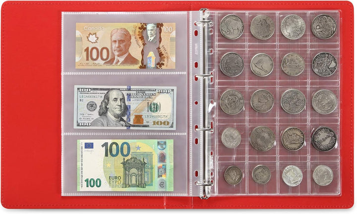 MUDOR Leere Premium PU Classic Binder 4 Ring Binder Alben Einsteckbuch für Briefmarken, Dokumente, M