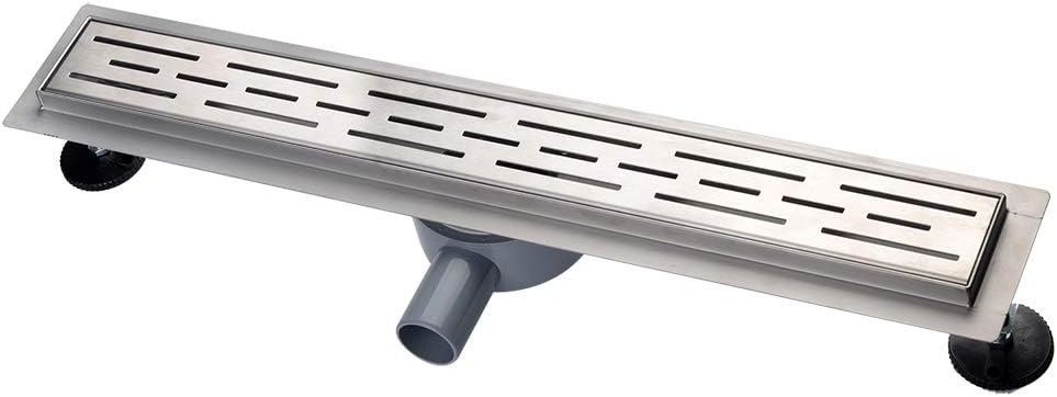 Duschrinne, 100cm,360?,Siphon mit Geruchsstop und Haarsieb Randablauf Befliesbar Edelstahl Ablaufrin